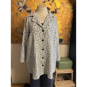 FH Fat Hat Clothing Vermont Lagenlook A-Line Kint Black & White Knit Jacket L+